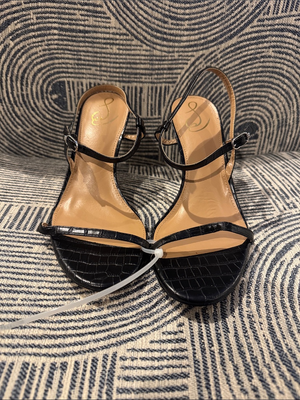 Sam Edelman Doran Croc-Embossed Strappy Slingback Sandals Sz 10 Evening